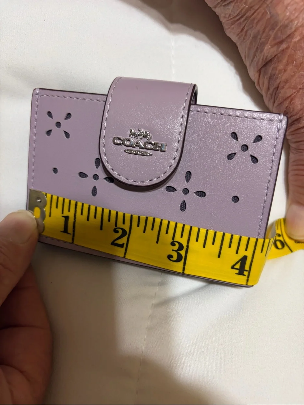Coach Lavender Perforated Floral Card Holder
